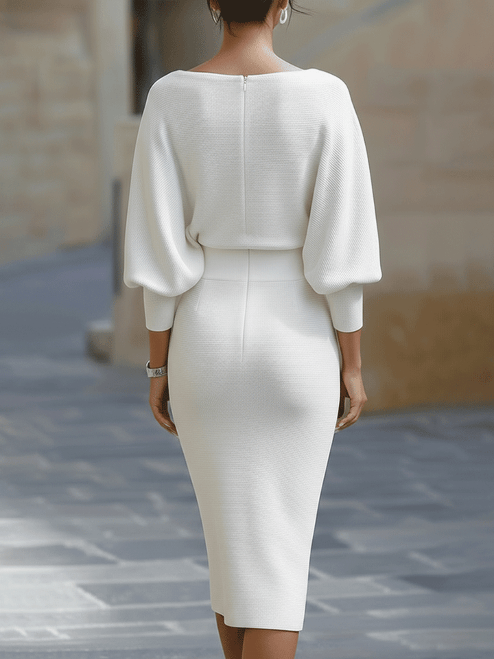 Lydia | Women's Draped Batwing-Sleeve Midi Dress