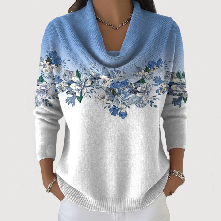 Alba | Floral Cotton Mock Neck Sweater