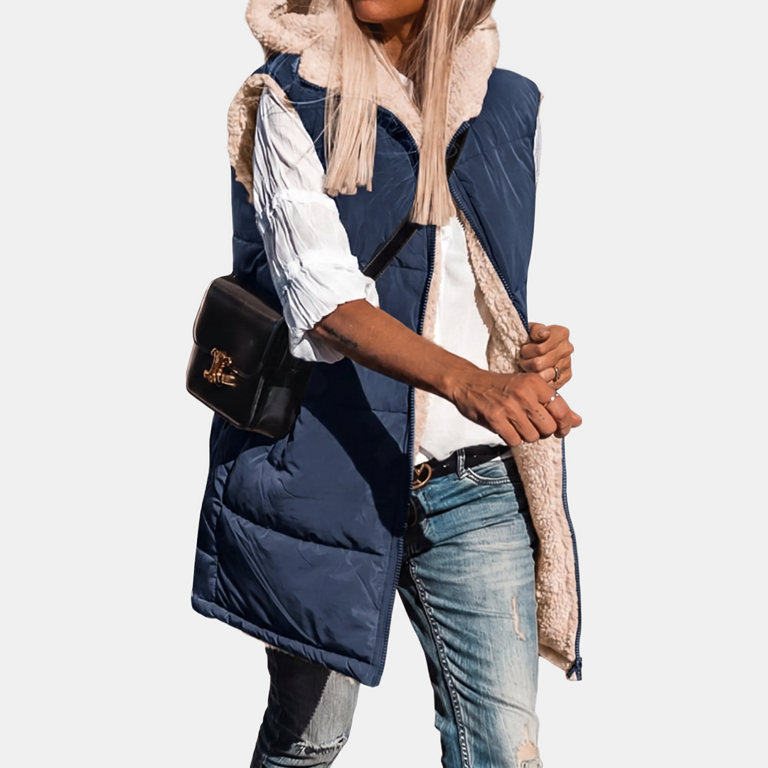 Women's Reversible Sherpa Fleece Sleeveless Vest