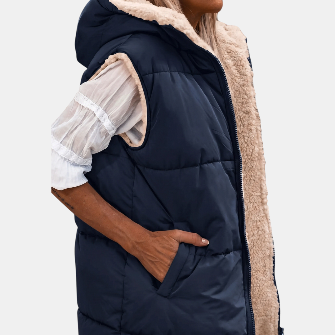 Women's Reversible Sherpa Fleece Sleeveless Vest