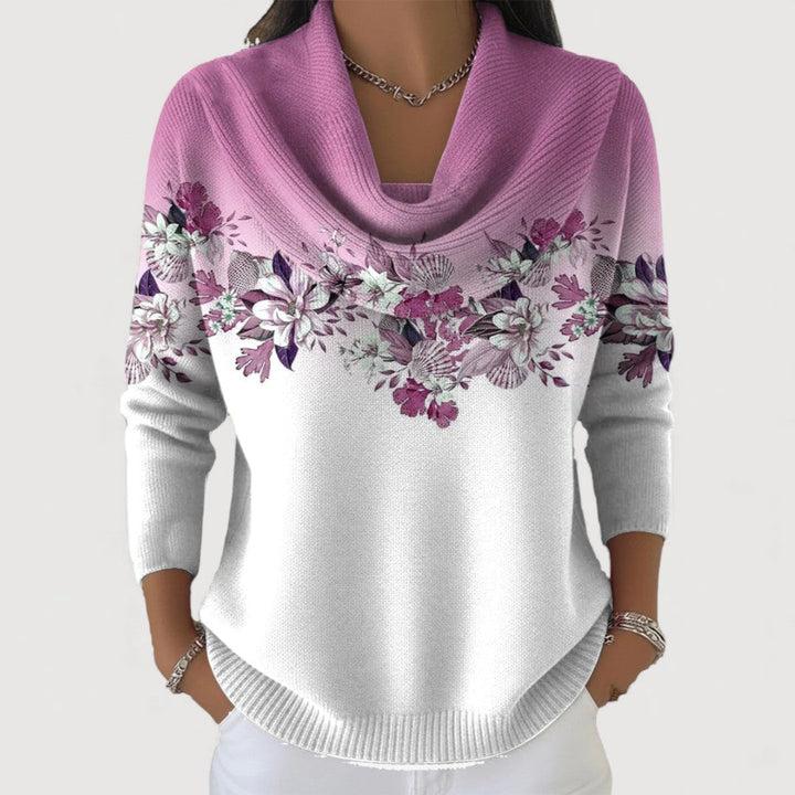 Alba | Floral Cotton Mock Neck Sweater