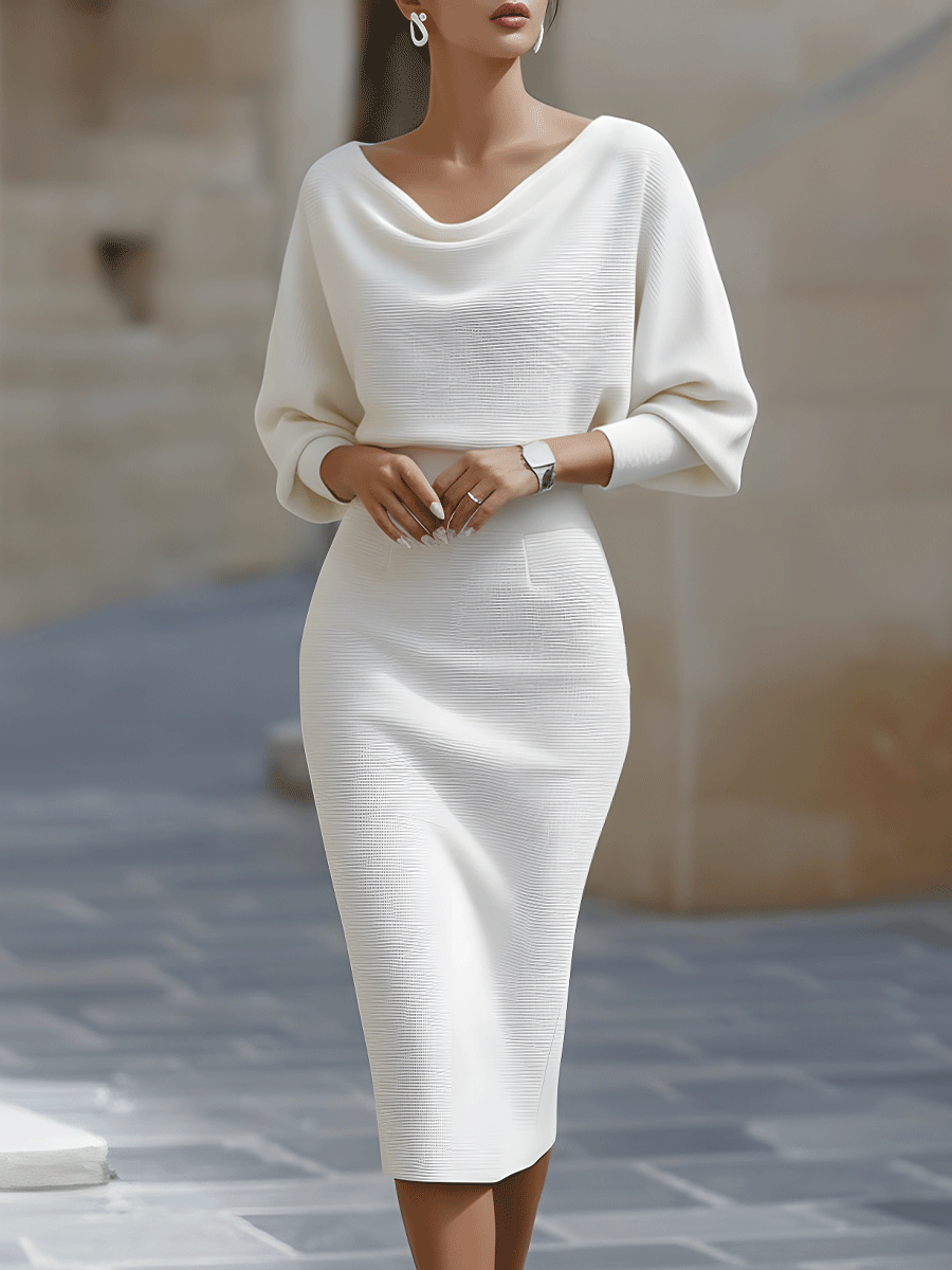 Lydia | Women's Draped Batwing-Sleeve Midi Dress