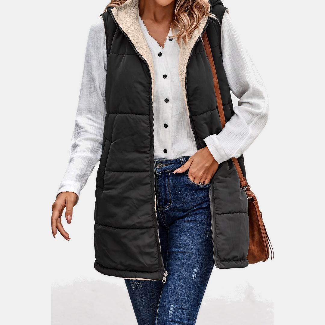 Women's Reversible Sherpa Fleece Sleeveless Vest