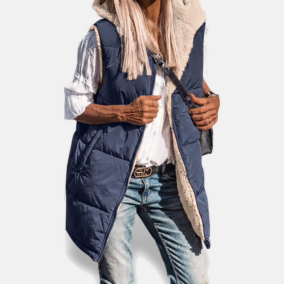 Women's Reversible Sherpa Fleece Sleeveless Vest
