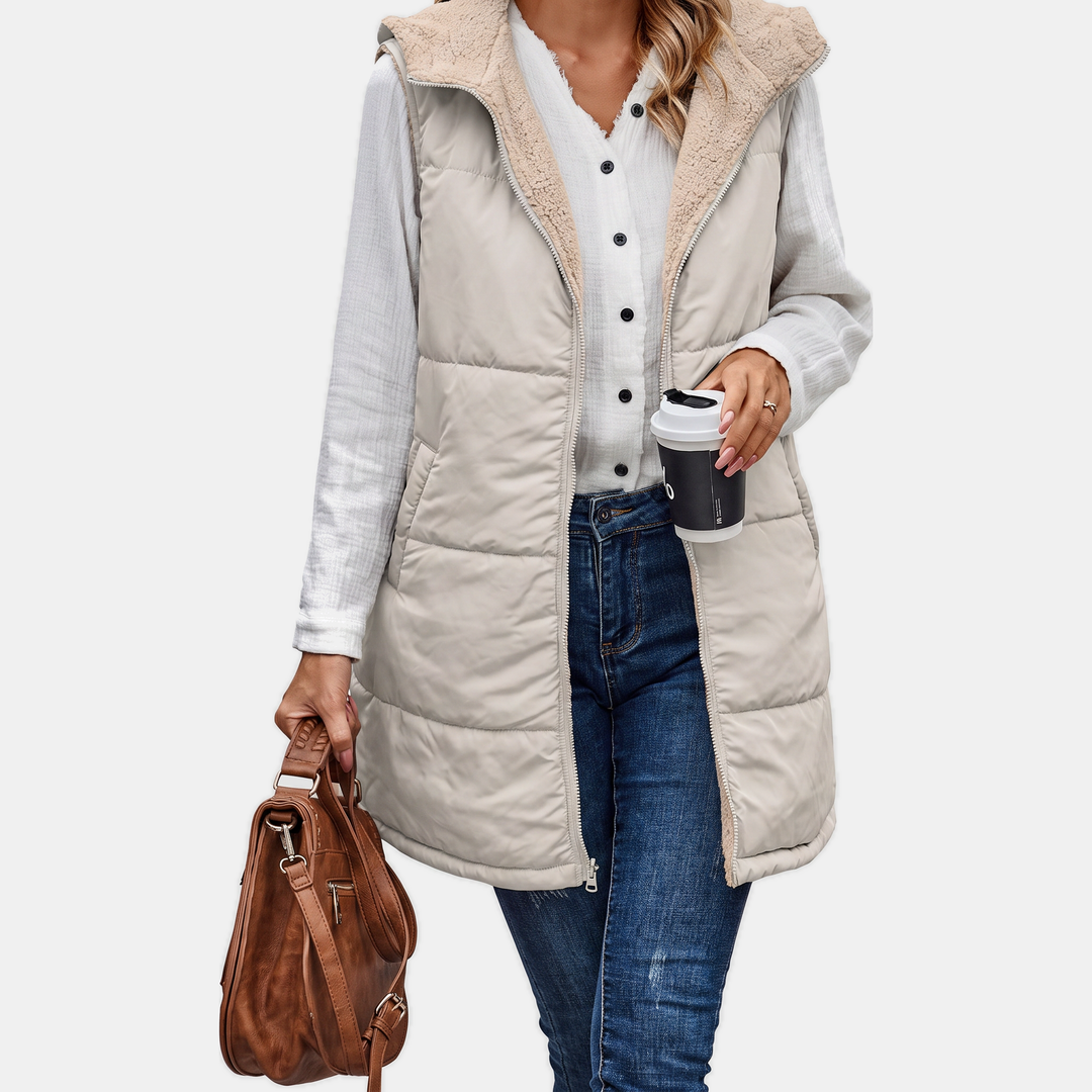 Women's Reversible Sherpa Fleece Sleeveless Vest