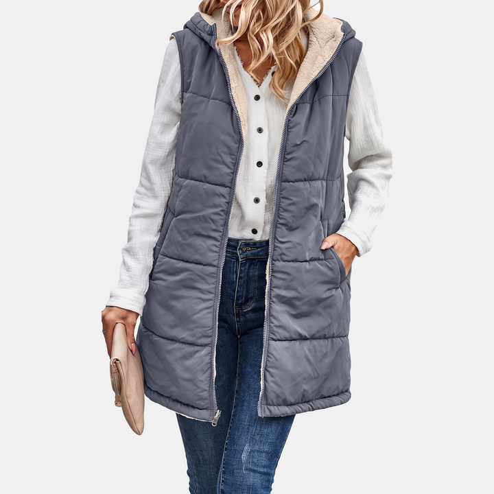 Women's Reversible Sherpa Fleece Sleeveless Vest