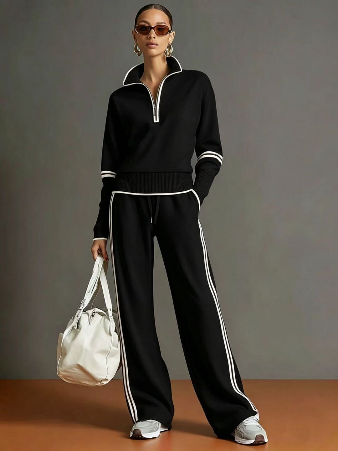 Women's Two-Piece Quarter-Zip Tracksuit Set