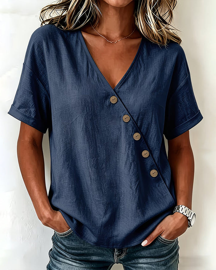 Audrey | Asymmetric Button Blouse