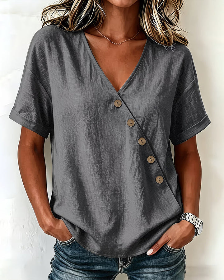 Audrey | Asymmetric Button Blouse
