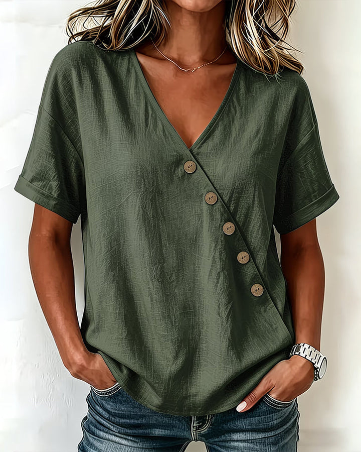 Audrey | Asymmetric Button Blouse
