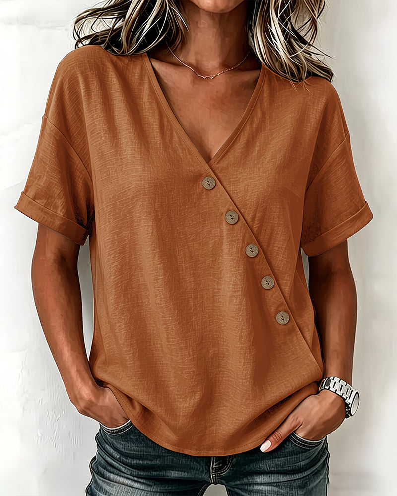 Audrey | Asymmetric Button Blouse