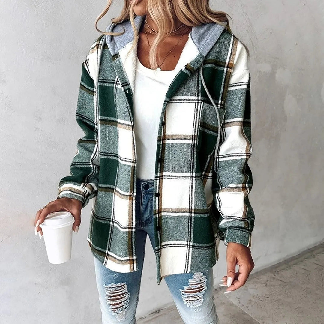 Amalia™ | Women's Hooded Plaid Shirt Jacket