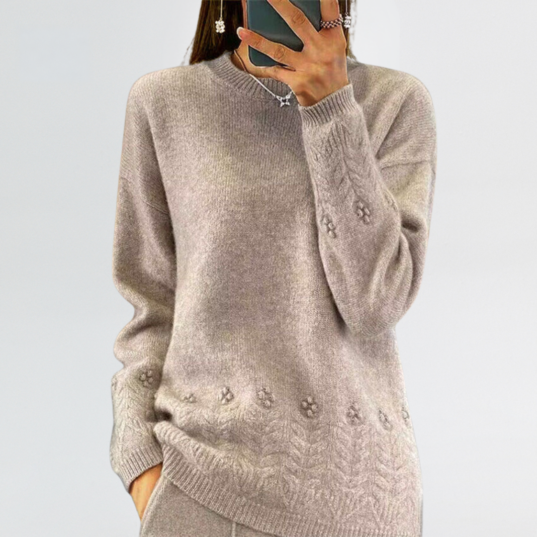 Women's Scandinavian Floral Knit Sweater