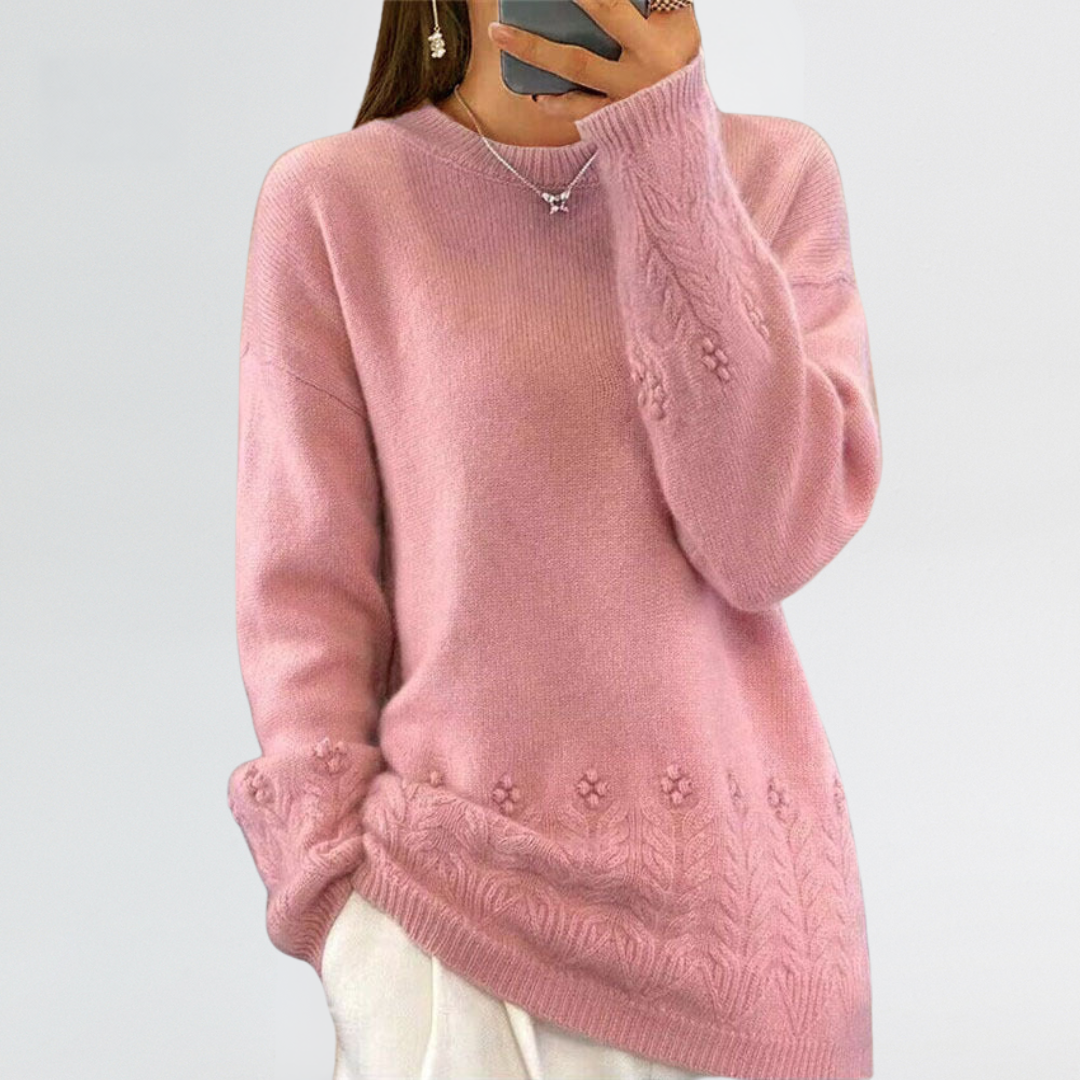 Women's Scandinavian Floral Knit Sweater