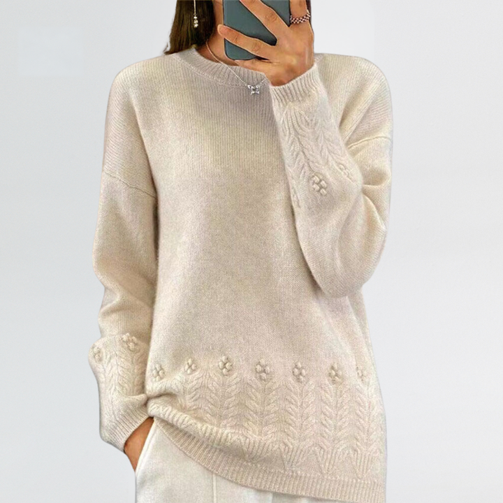 Women's Scandinavian Floral Knit Sweater