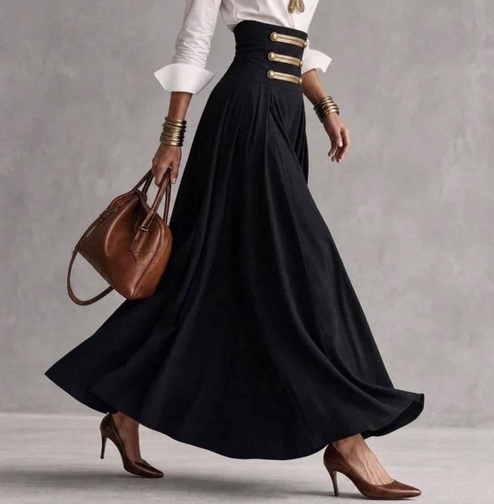 AMELIA | Long Skirt Set with Gold Buttons