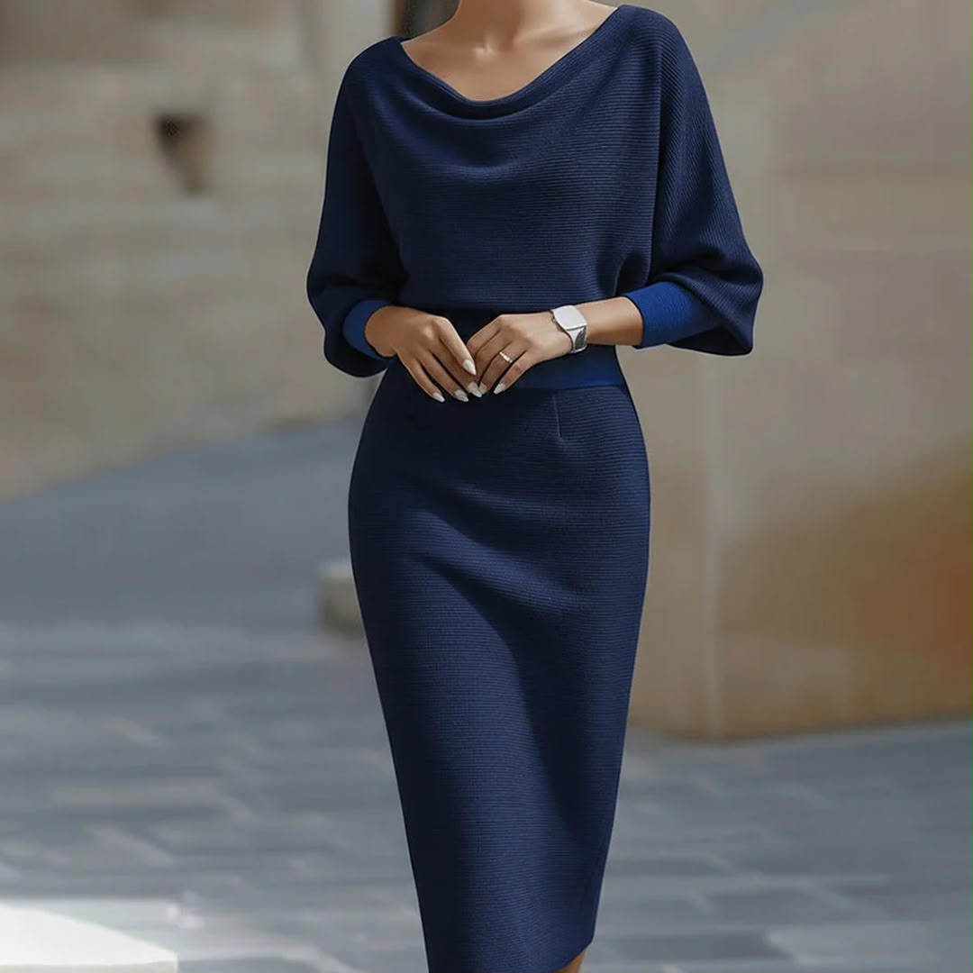 Lydia | Women's Draped Batwing-Sleeve Midi Dress