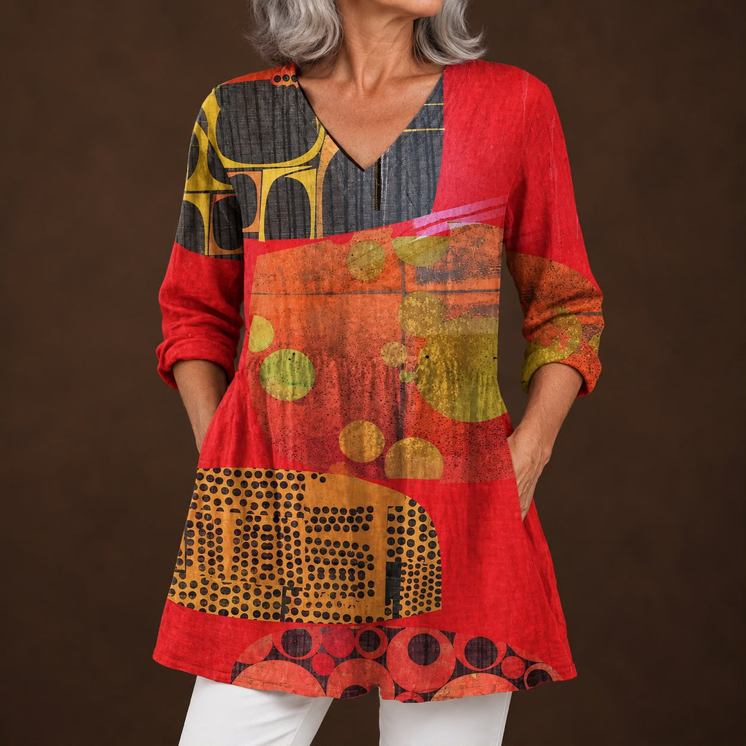 Sophie - Long V-Neck Blouse