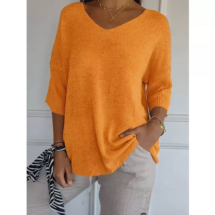 Ellen™ | Women's Soft Knit 3/4-Sleeve V-Neck Sweater