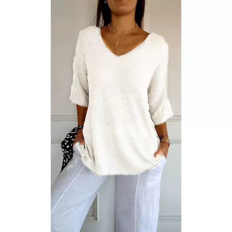 Ellen™ | Women's Soft Knit 3/4-Sleeve V-Neck Sweater