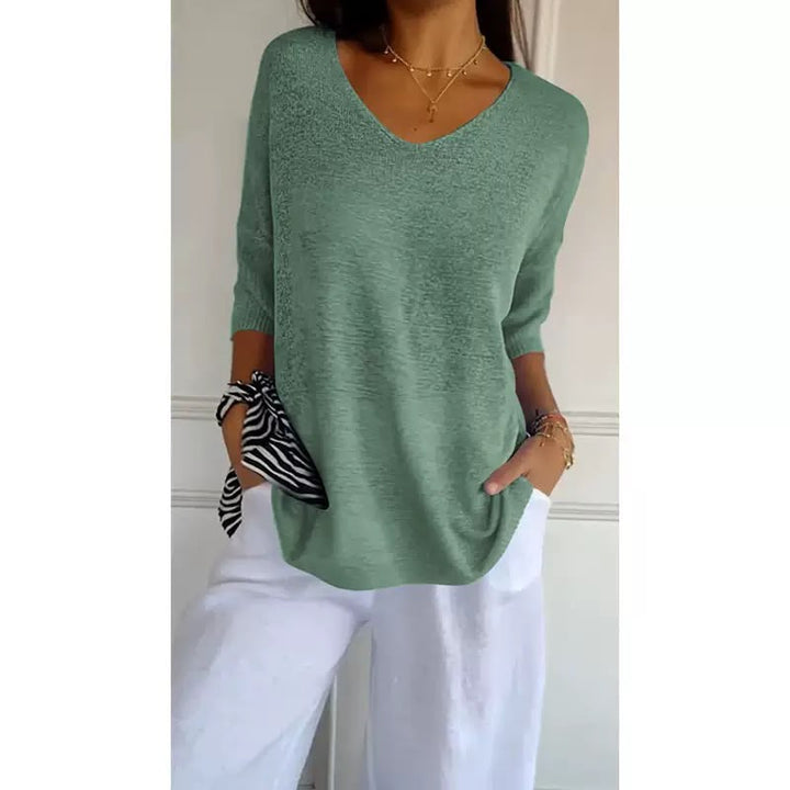 Ellen™ | Women's Soft Knit 3/4-Sleeve V-Neck Sweater