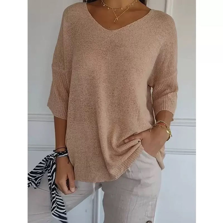 Ellen™ | Women's Soft Knit 3/4-Sleeve V-Neck Sweater