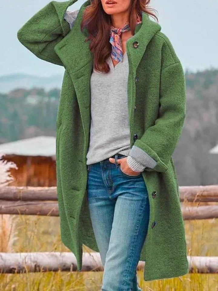 Eleanor | Long Hooded Button Coat