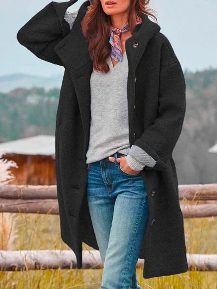 Eleanor | Long Hooded Button Coat